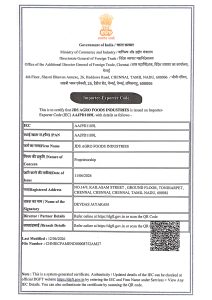 IEC - JDS AGRO FOODS INDUSTRIES