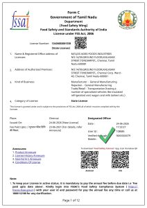 FSSAI JDS AGRO FOODS INDUSTRIES