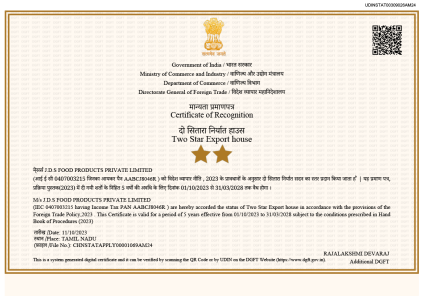 TWO STAR CERTIFICATE