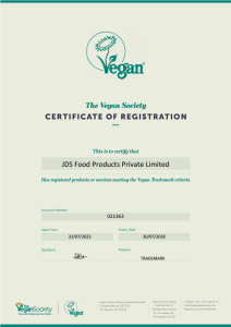 VEGAN CERTIFICATE